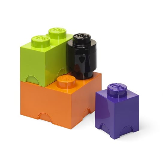 LEGO Storage Brick Multi-Pack (4 szt.) - fioletowy, czarny, pomarańczowy, zielony Inna marka