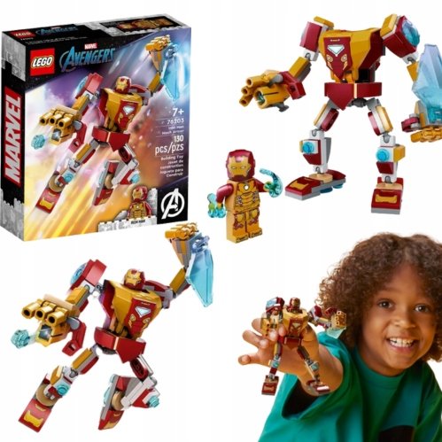 LEGO SUPER HEROES 76203 MECHANICZNA ZBROJA IRON MANA+KARTKA ELEKTRONICZNA Inna marka