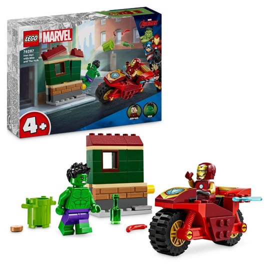 LEGO Super Heroes Marvel, Iron Man z motocyklem i Hulk, zestaw, 76287 LEGO