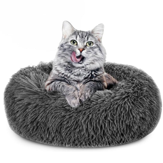Legowisko dla kota puszyste ∅ 60 cm - kosz dla kota poduszka dla kota legowisko ciemnoszare Amazinggirl