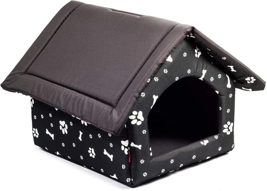 Legowisko dla psa kota Mata dla Psa Materiałowy Domek Czarny Duże Łapy i Kości L Butikzoo