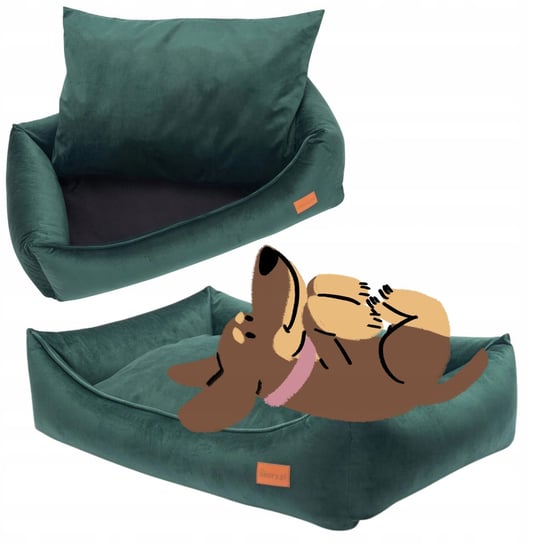 LEGOWISKO miękka sofa dla psa charcik 90x70x20 cm Ukory welurowe ZIELONE Ukory