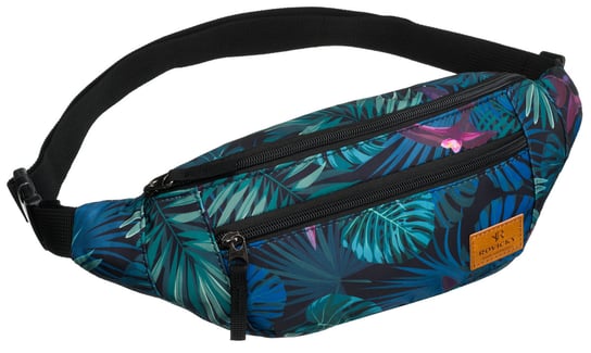 Lekka sportowa saszetka damska z poliestru kolorowa nerka z szerokim regulowanym paskiem crossbody na biodra lub przez ramię kieszonki na suwak ROVICKY Rovicky