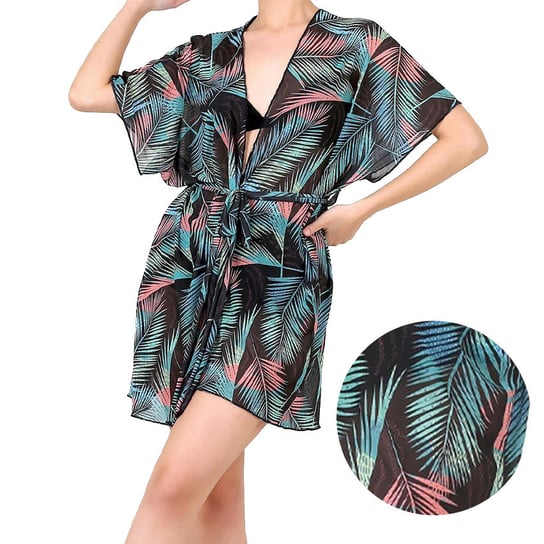 Lekkie przewiewne Kimono plażowe Tunika Pareo One Size Leaf Hamur Home