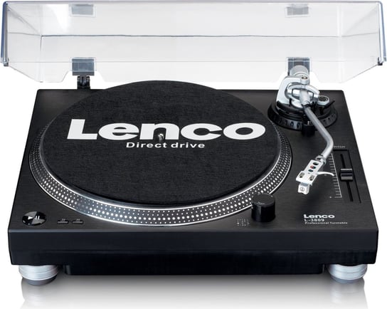 Lenco L-3809BK - gramofon z napędem bezpośrednim - czarny Lenco