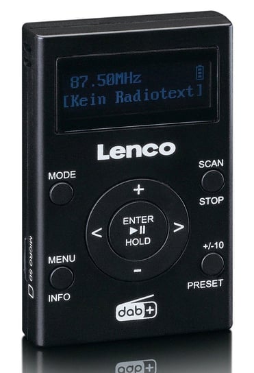 Lenco PDR-011BK - przenośne, kieszonkowe radio DAB+ / FM i odtwarzacz MP4 Lenco