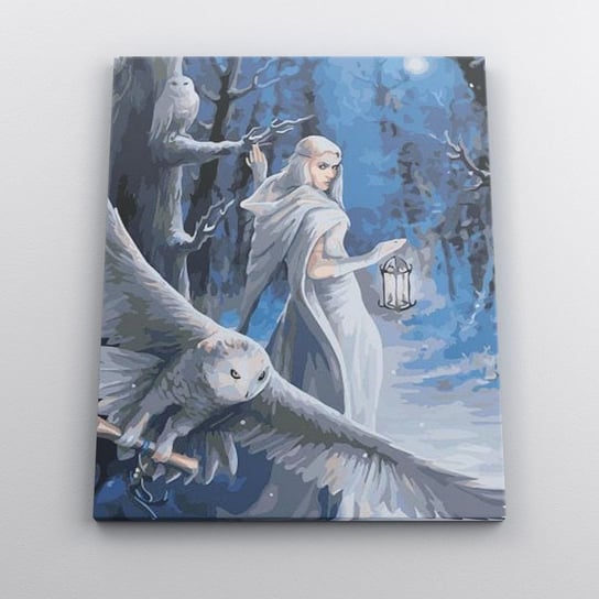 Leśna czarodziejka z sowami - Malowanie po numerach 50x40 cm ArtOnly