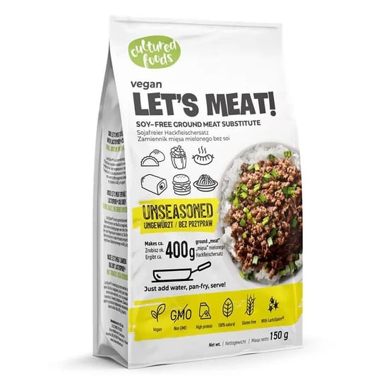Let&#39;s Meat! Roślinny Zamiennik Mięsa - bez Przypraw Cultured Foods, 150g Cultured Foods