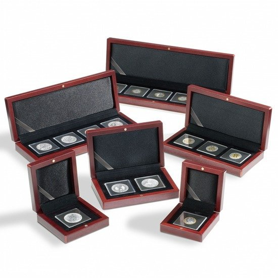 Boîte à Monnaie Leuchtturm Volterra - Écrin En Acajou Pour 1 Pièce Jusqu'à 41 Mm - Protection Et Présentation Pour Collectionneurs - 2