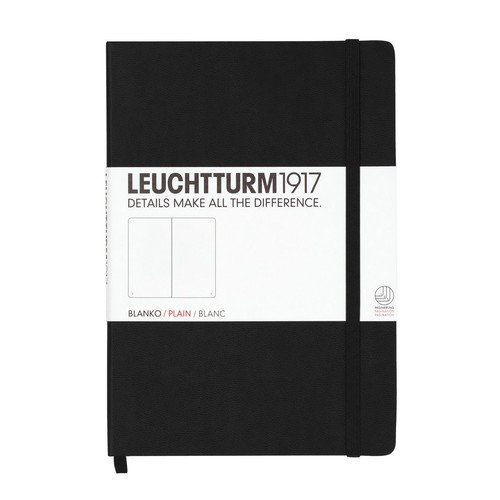 Leuchtturm, Notes Medium, 249 stron, gładki, czarny Leuchtturm