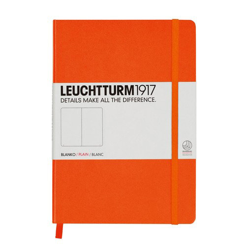 Leuchtturm, Notes Medium, 249 stron, gładki, pomarańczowy Leuchtturm