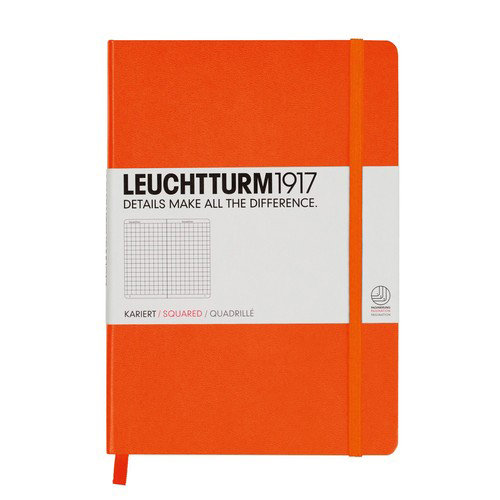 Leuchtturm, Notes Medium, 249 stron, kratka, pomarańczowy Leuchtturm