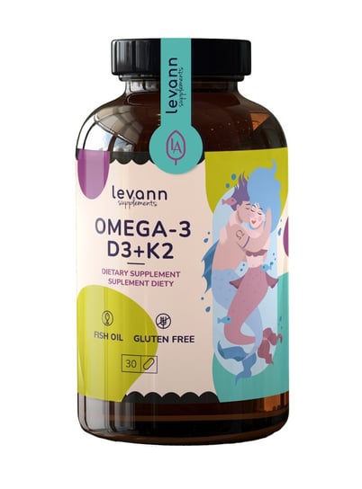 Levann, suplementy Omega-3 + D3 + K2, 30 kapsułek Levann