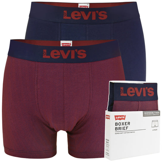 Levi's Bokserki Męskie Bawełniane Granat Wzór 1028 2 Sztuki Rozmiar L Levi's