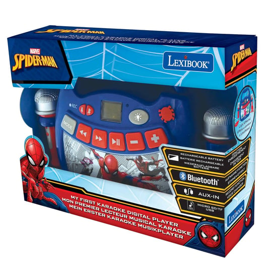 Lexibook, Głośnik Bluetooth Spider-Man Z Dwoma Mikrofonami, Efektami Świetlnymi Oraz Akumulatorem W Zestawie M LexiBook