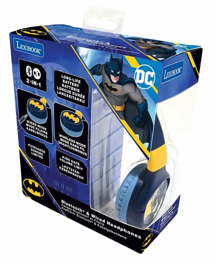 Lexibook, Składane Słuchawki Batman 2 W 1 Bluetooth I Przewodowe Z Zabezpieczeniem Głośności Dla Dzieci Hpbt01 LexiBook