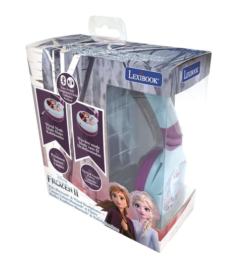 Lexibook, Składane Słuchawki Frozen 2 W 1 Bluetooth I Przewodowe Z Zabezpieczeniem Głośności Dla Dzieci Hpbt01 LexiBook