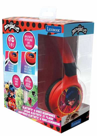 Lexibook, Składane Słuchawki Miraculous 2 W 1 Bluetooth I Przewodowe Z Zabezpieczeniem Głośności Dla Dzieci Hp LexiBook