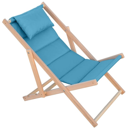 Leżak drewniany Classic Soft ROYOKAMP, plażowy, ogrodowy, składany, 115x58x4 cm, niebiesko - szary Royokamp