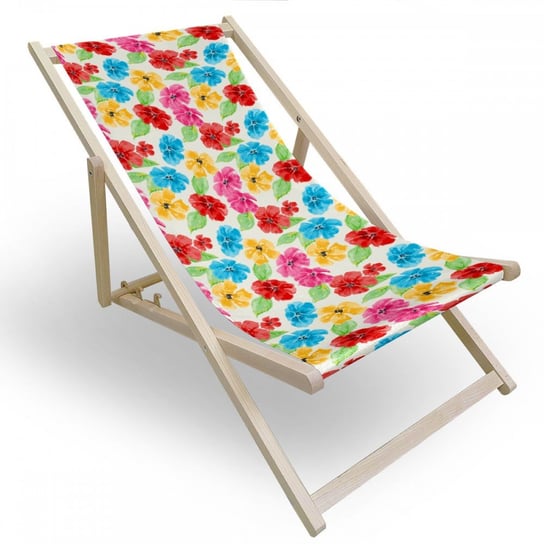 Leżak drewniany do ogrodu lub na plażę 599 434-108-01 kwiatuszki Vipro Group