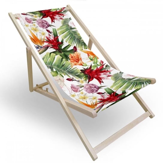 Leżak drewniany do ogrodu lub na plażę 599 434-134-01 egzotyczny kwiat Vipro Group