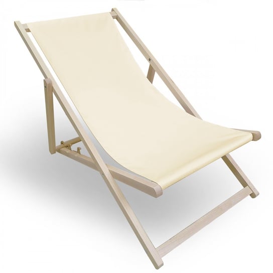 Leżak drewniany do ogrodu lub na plażę 599 434-16-02 ecru Vipro Group