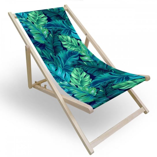 Leżak drewniany do ogrodu lub na plażę 599 434-219-01 zielone liście Vipro Group