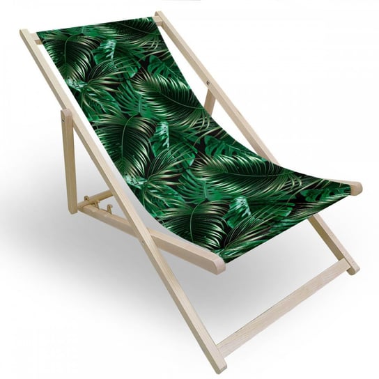 Leżak drewniany do ogrodu lub na plażę 599 434-256-01 liście palmowe Vipro Group