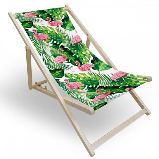 Leżak drewniany do ogrodu lub na plażę 599 434-693-01 flamingi Vipro Group