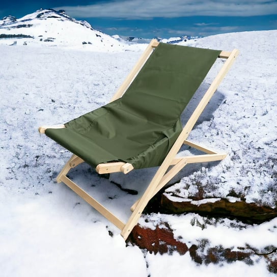 Leżak drewniany ogrodowy plażowy komfort - Khaki 18 Kubi Sport