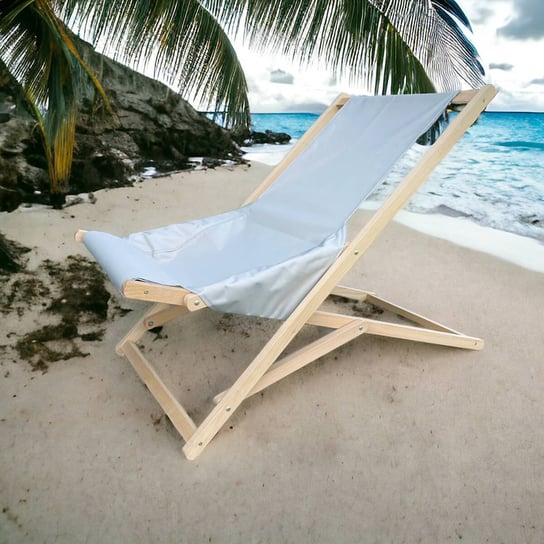 Leżak drewniany ogrodowy plażowy komfort - Szary jasny 03 Kubi Sport