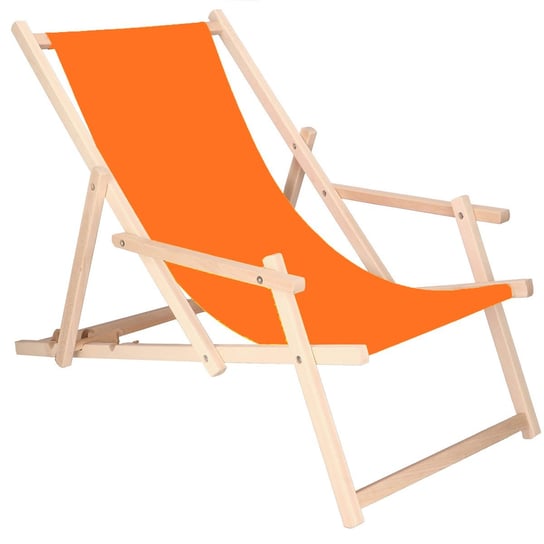 Leżak drewniany z podłokietnikami ogrodowy, plażowy pomarańczowy Springos