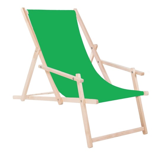 Leżak drewniany z podłokietnikami ogrodowy, plażowy zielony Springos