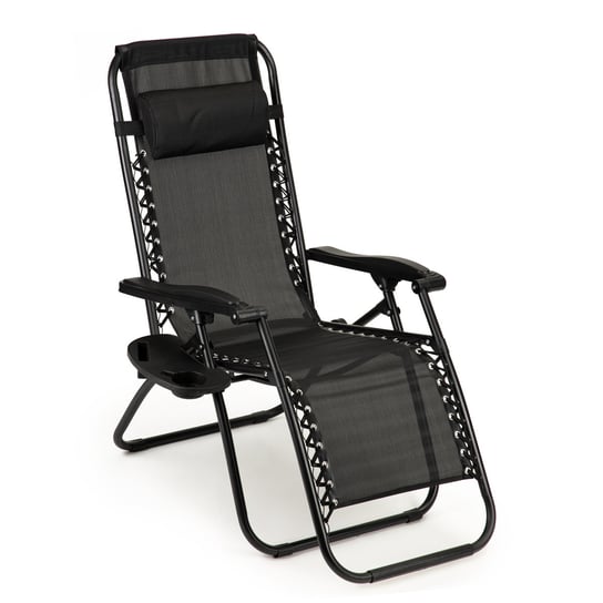 Leżak fotel ogrodowy plażowy składany stoliczek czarny Inna marka