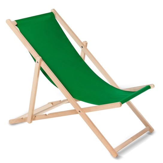 Leżak klasyczny bukowy zielony plażowy GreenBlue
