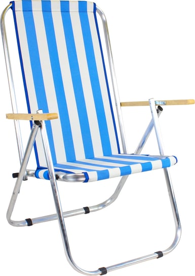 Leżak / krzesło plażowe, turystyczne z siatki, max 150 KG, biało - niebieskie e-sezon