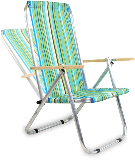 Leżak / krzesło plażowe, turystyczne z siatki, max 150 KG, paski zielone Inny producent