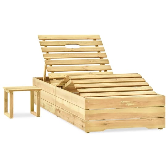 Leżak ogrodowy drewniany 198x90x(30-75)cm + stół 3 / AAALOE Inna marka