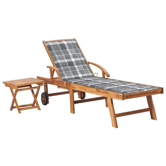 Leżak ogrodowy drewniany tekowy z poduszką i stoli / AAALOE Inna marka