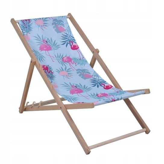 Leżak ogrodowy, drewniany z flamingami, leżak plażowy, kempingowy Inna marka