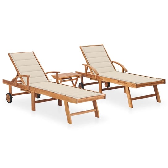 Leżak ogrodowy drewniany z poduszką, stolikiem i r / AAALOE Inna marka