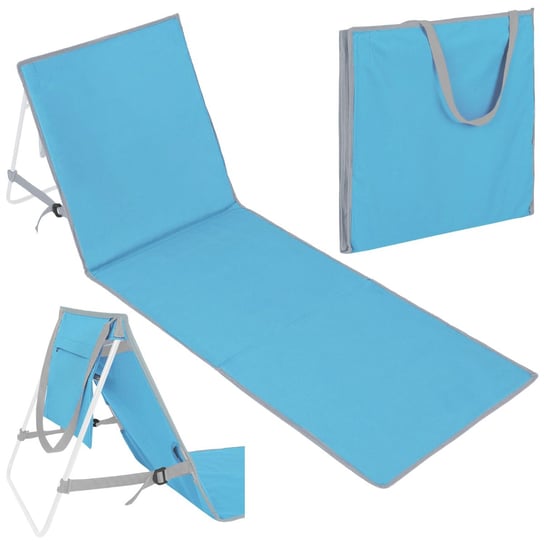 Leżak Ogrodowy Fotel Plażowy Składany Turystyczny Niebieski Zolta