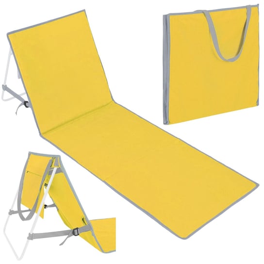 Leżak Ogrodowy Fotel Plażowy Składany Turystyczny Żółty Zolta