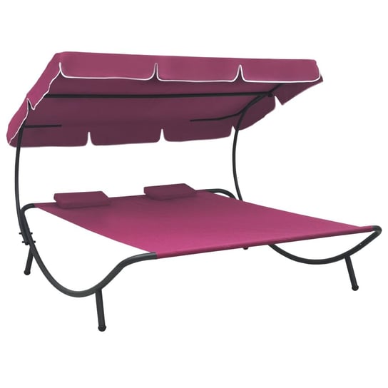 Leżak ogrodowy z baldachimem i poduszkami, różowy vidaXL
