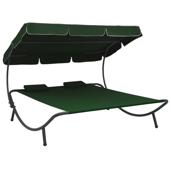 Leżak ogrodowy z baldachimem i poduszkami, zielony vidaXL
