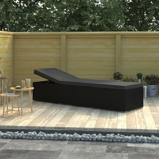 Leżak ogrodowy z poduszką VIDAXL, czarny, 195x60x31 cm vidaXL