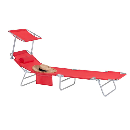 Leżak ogrodowyze Składany Krzesło tarasowe z poduszka pod głowę OGS48-R SoBuy
