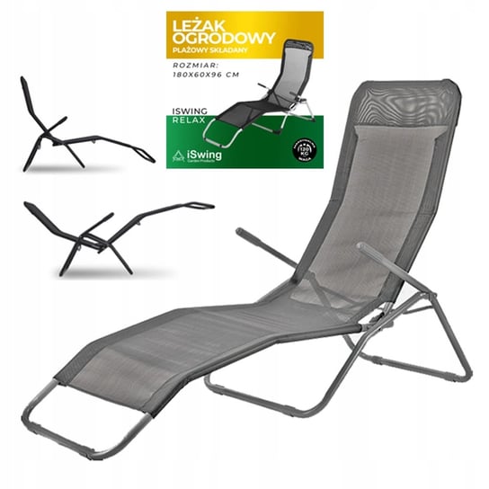 Leżak plażowy ogrodowy składany fotel grawitacyjny - Szary Domarex