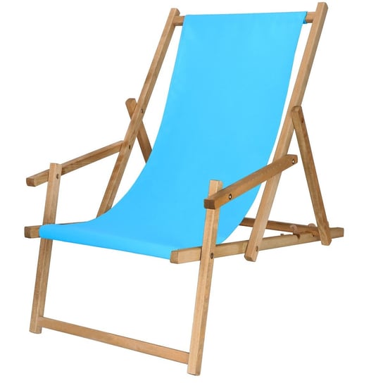 Leżak plażowy składany impregnowany z podłokietnikami niebieski Springos