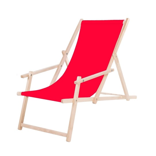 Leżak plażowy składany z podłokietnikami czerwony Springos